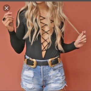 Maddy K. lace up bodysuit